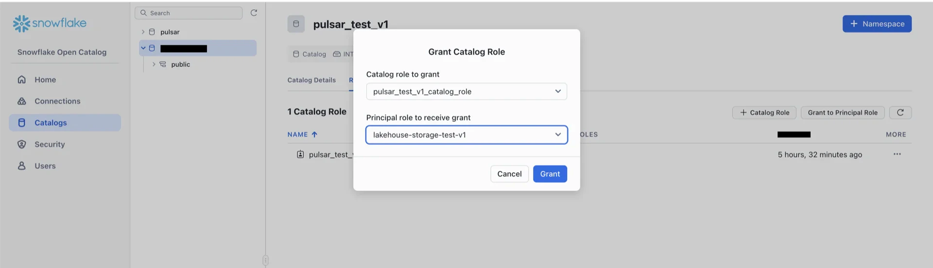 Grant configuration