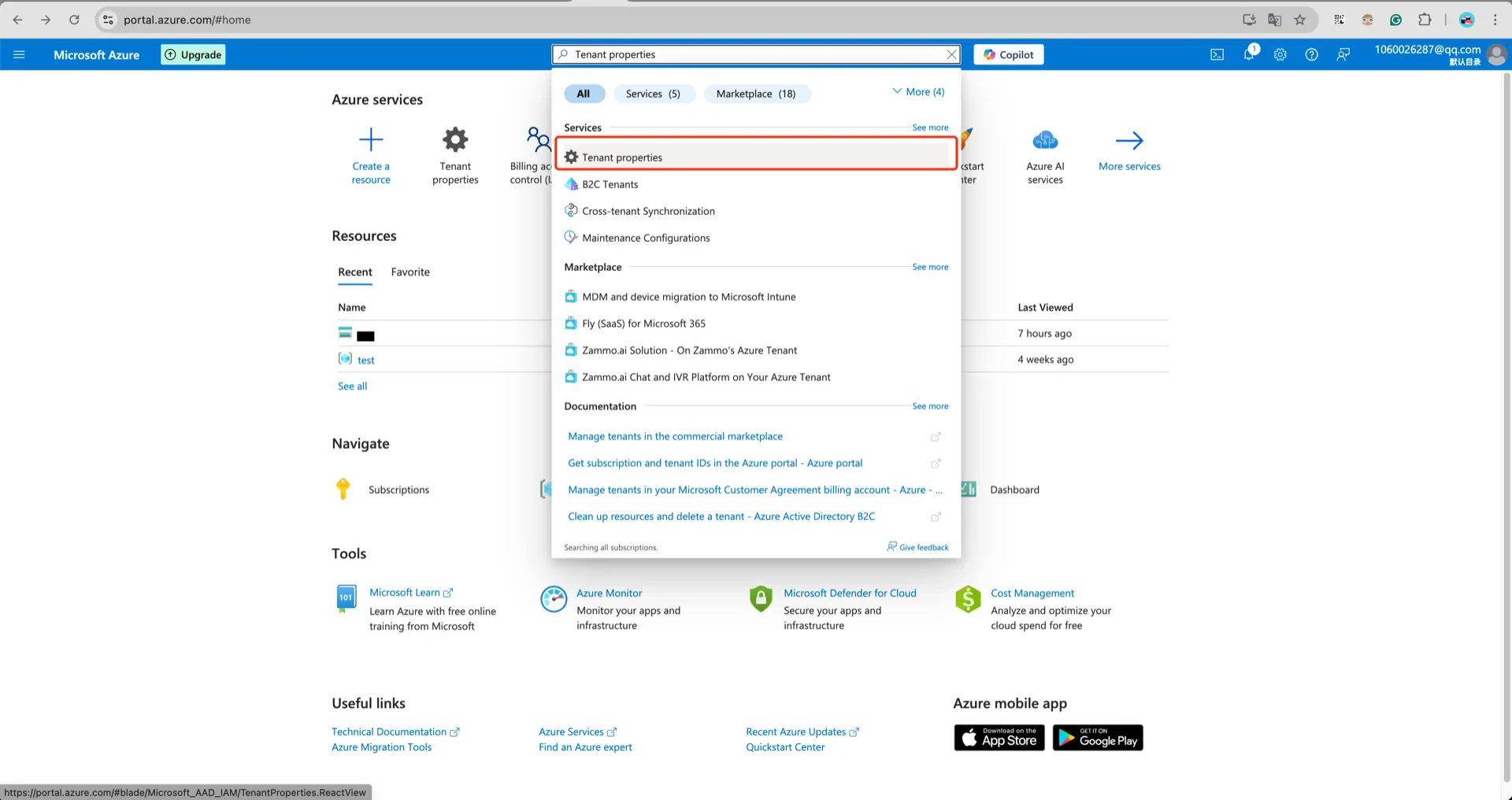 Search Tenant properties