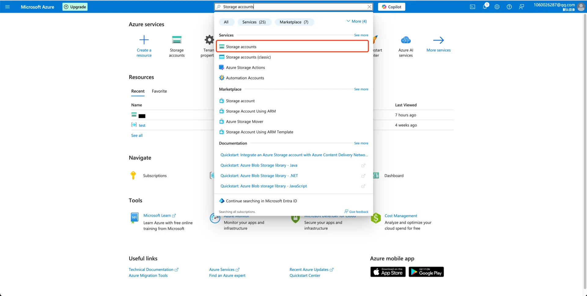 Search Storage accounts