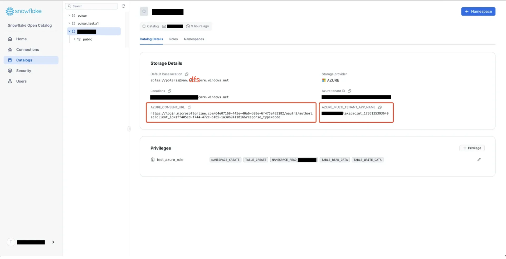 Catalog Azure values