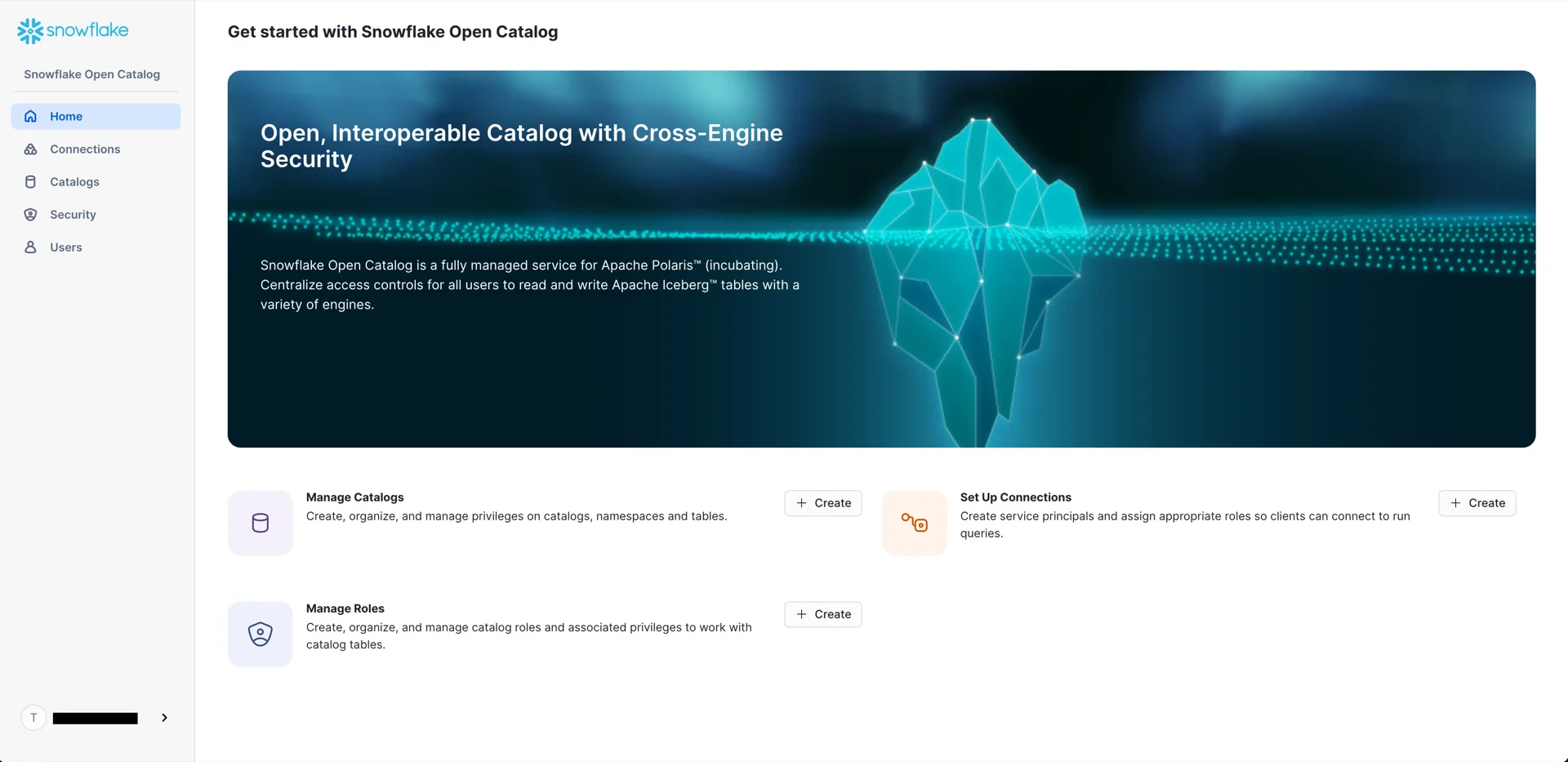 Open Catalog console