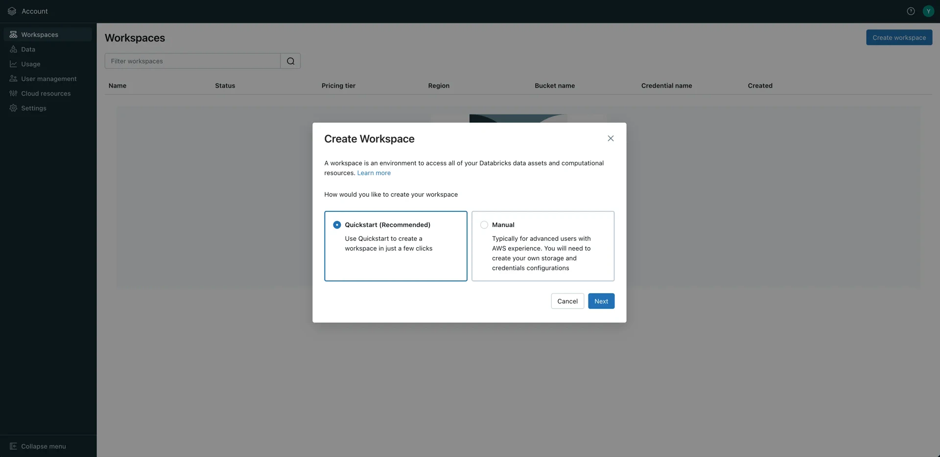 Quickstart option