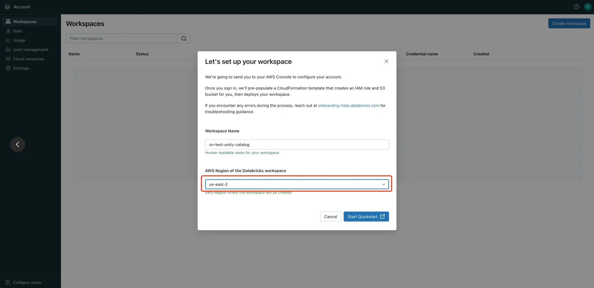 Workspace settings