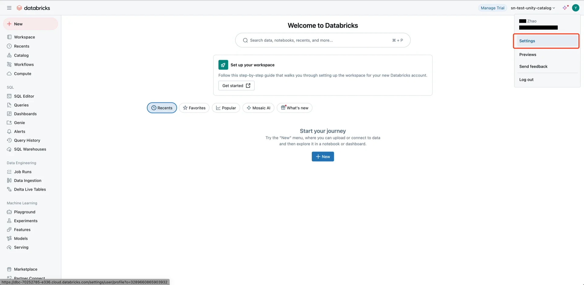User settings
