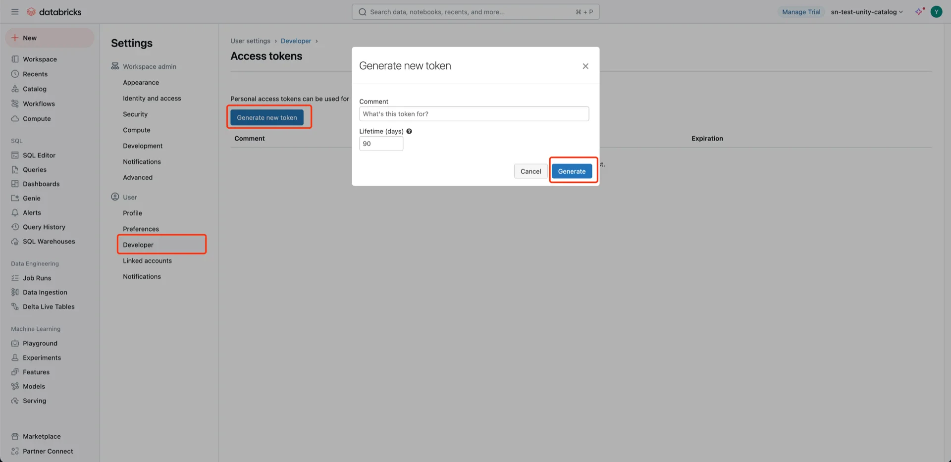 Access tokens management