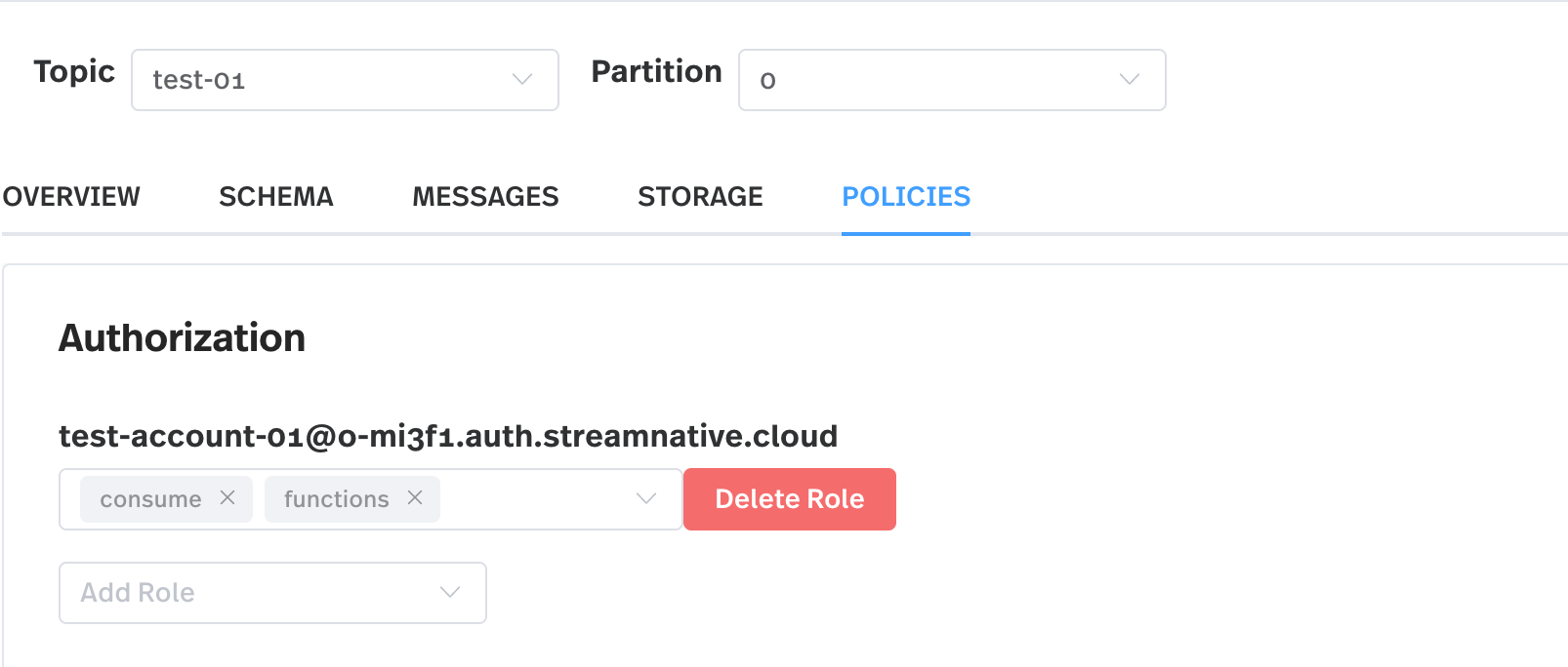 screenshot of the topic policies tab