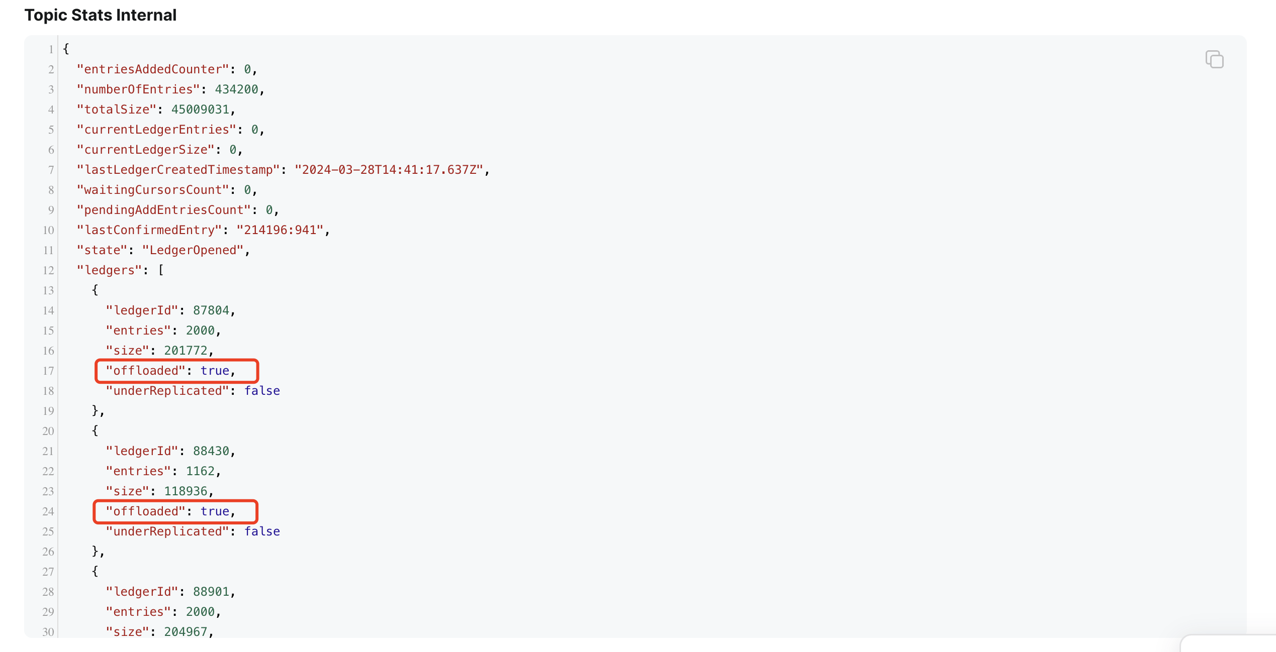 Topic stats internal