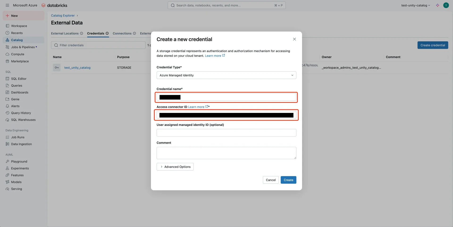 Create credential