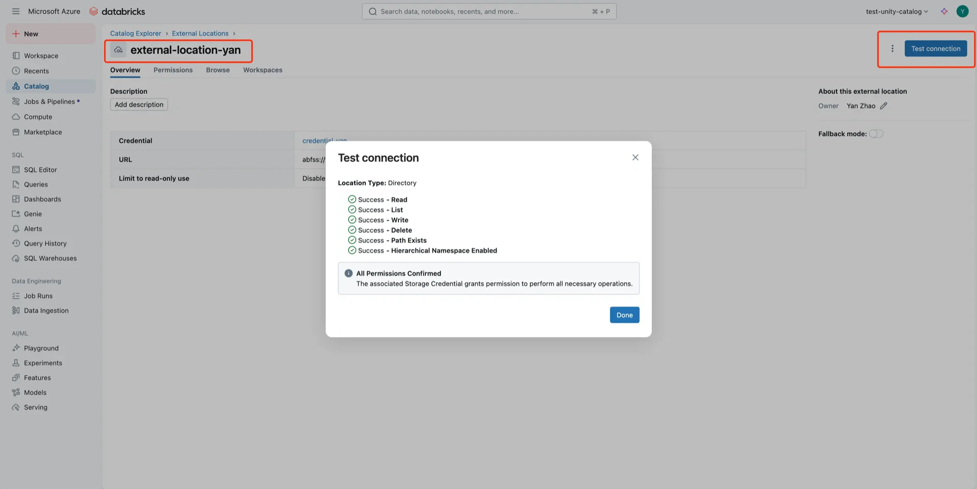 Test connection