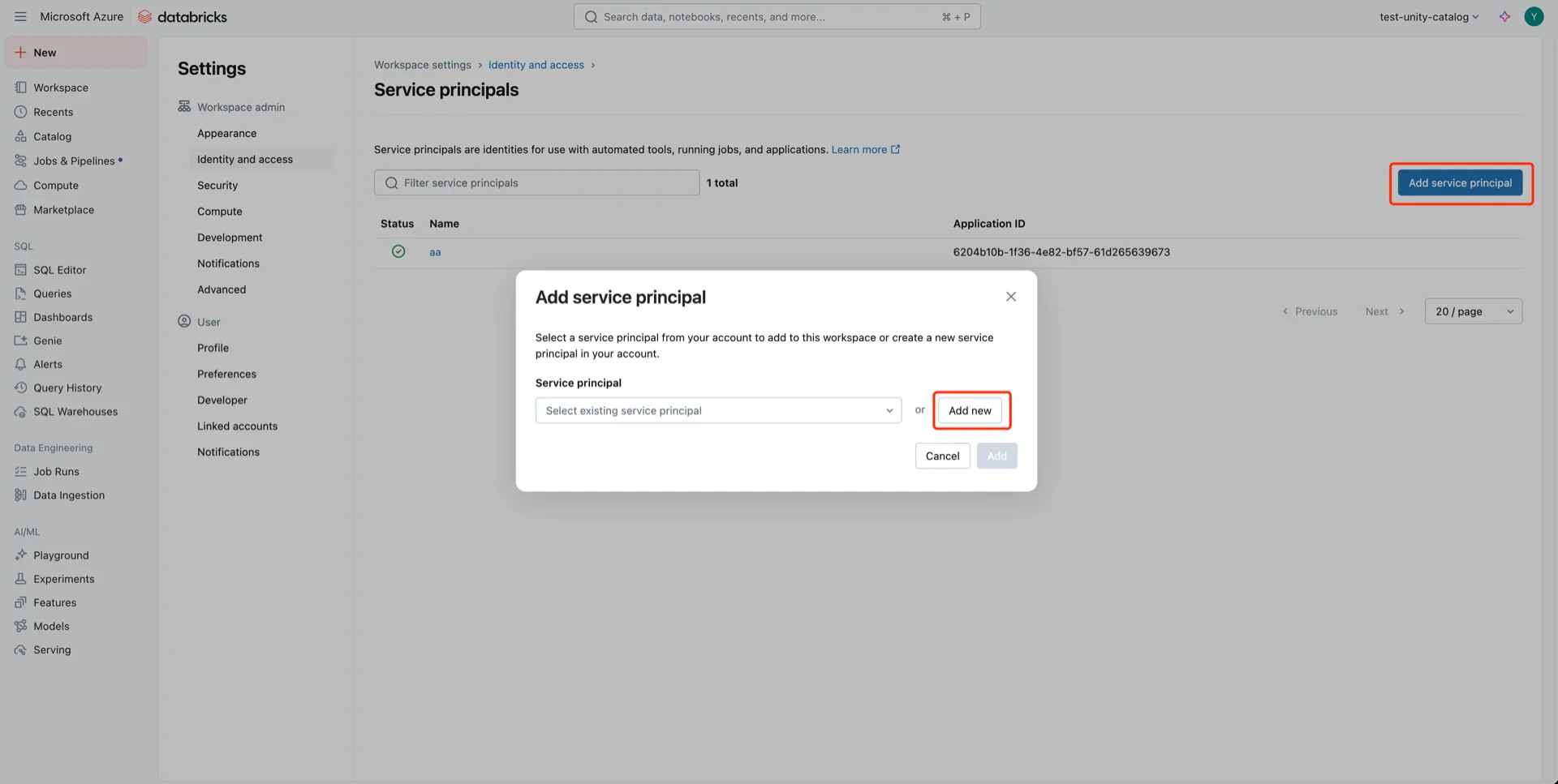 Add service principal