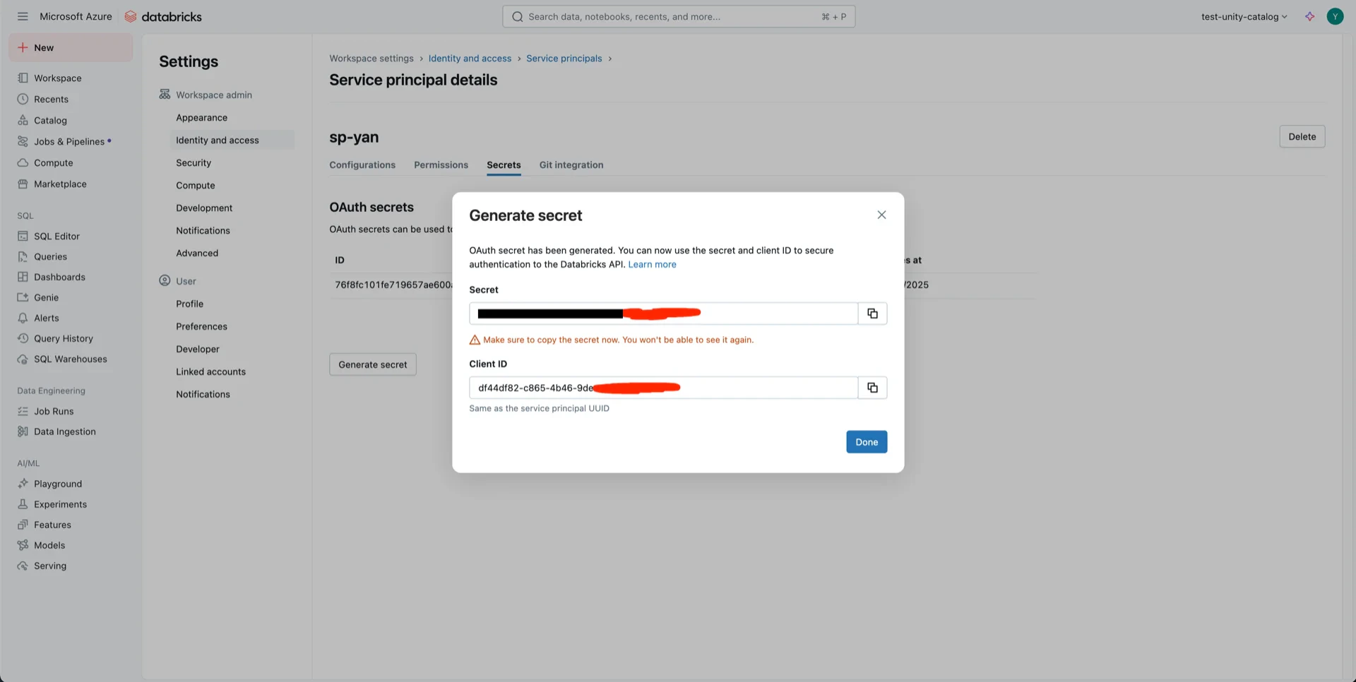 Secret and Client ID