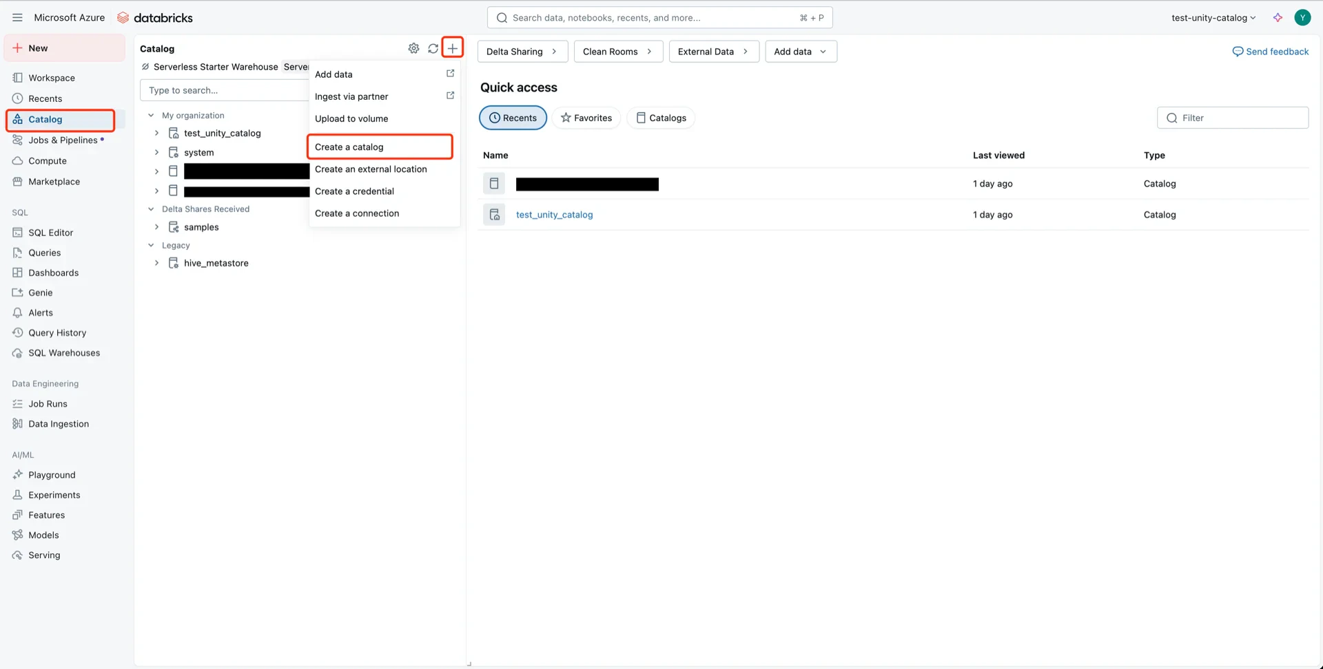 Create catalog