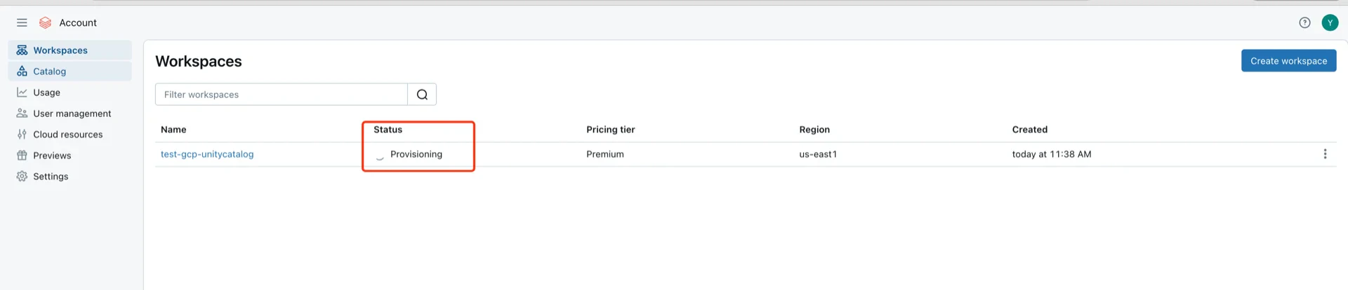 Workspace provisioning
