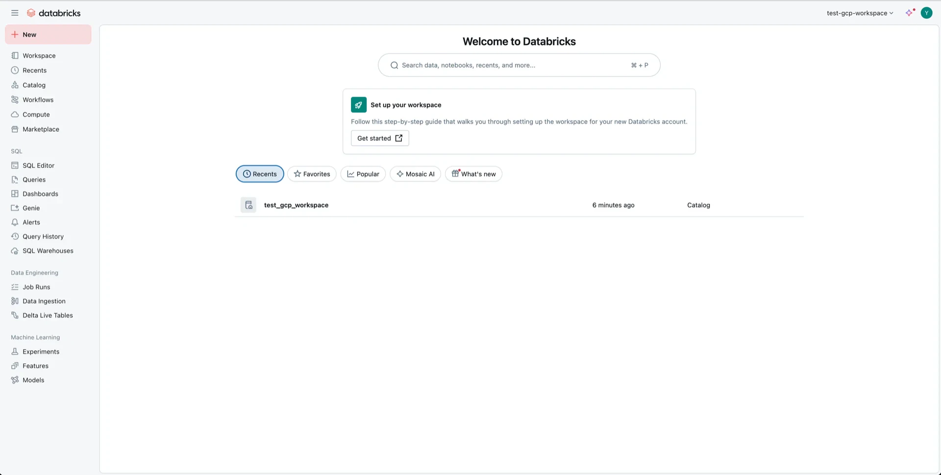 Unity Catalog console