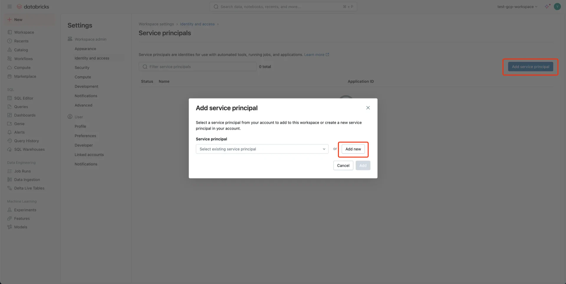 Add service principal