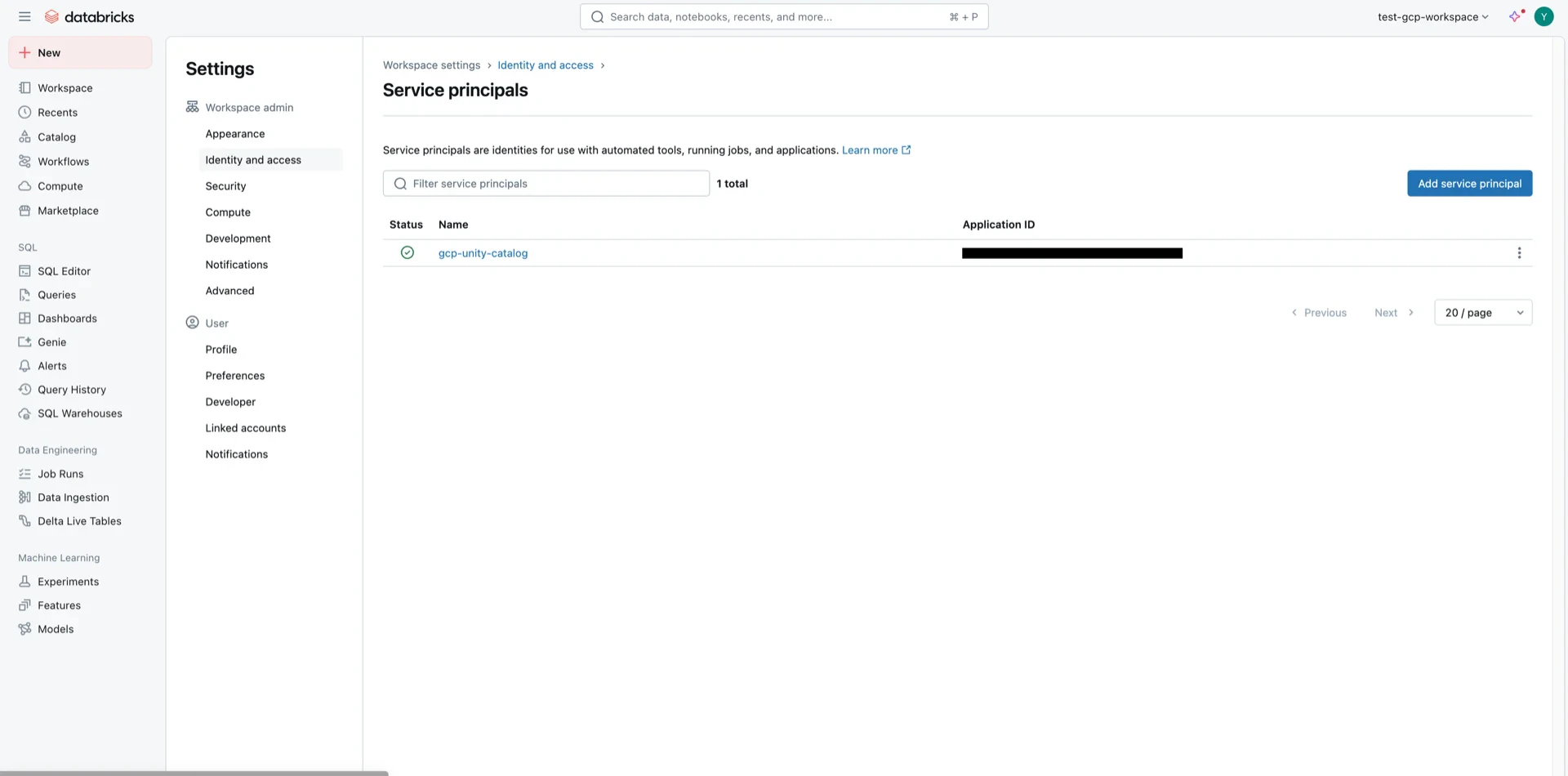 Service principal created