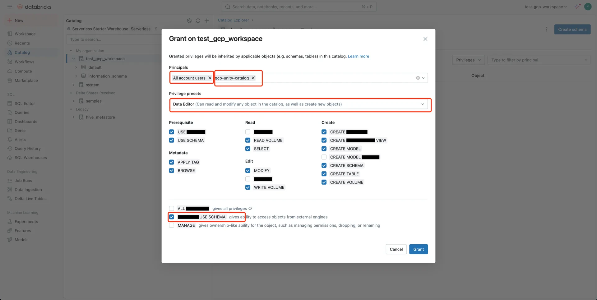 Privilege configuration