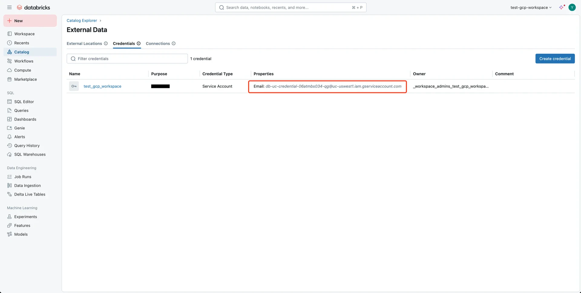 Databricks service account