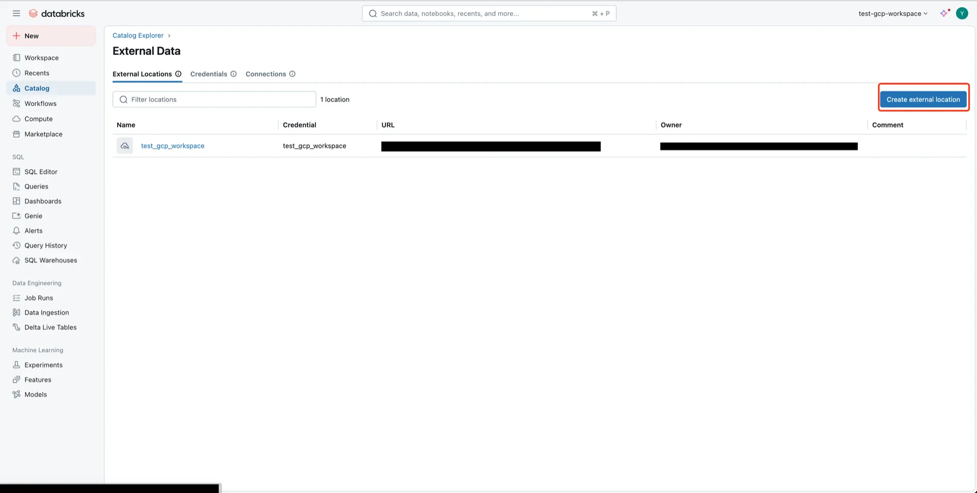 Create external location