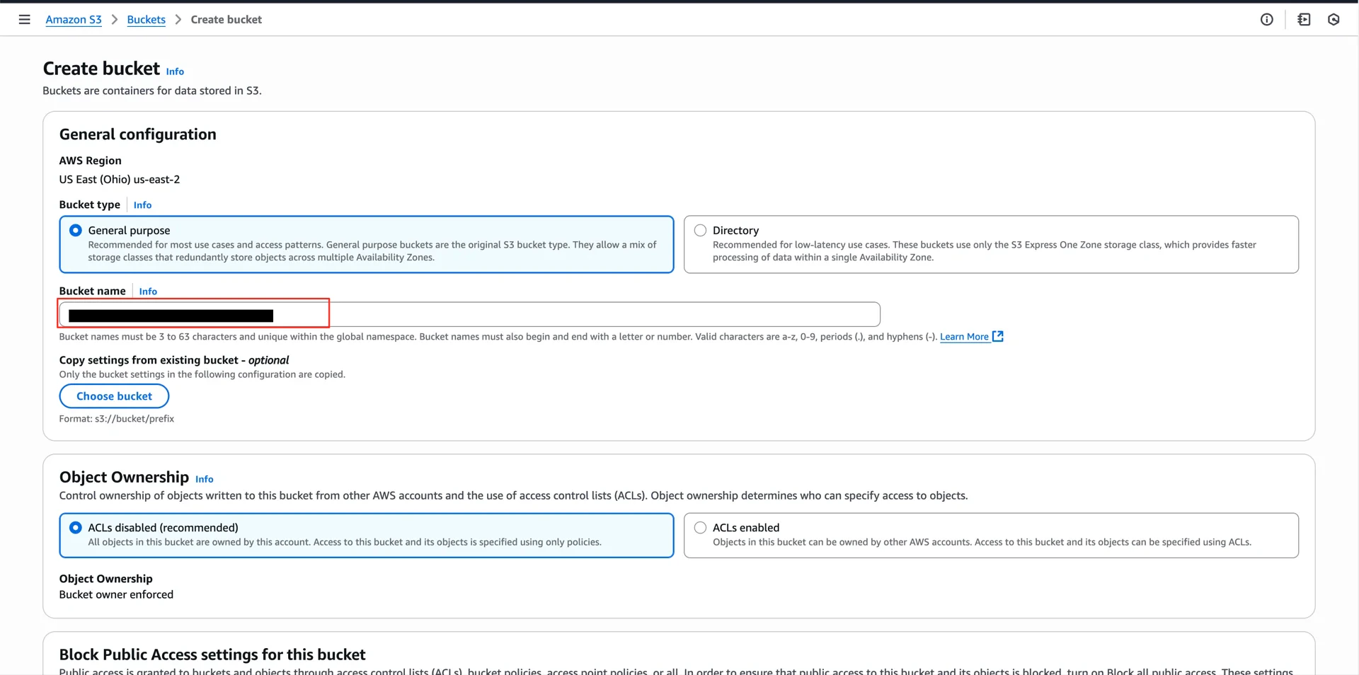 Create S3 bucket