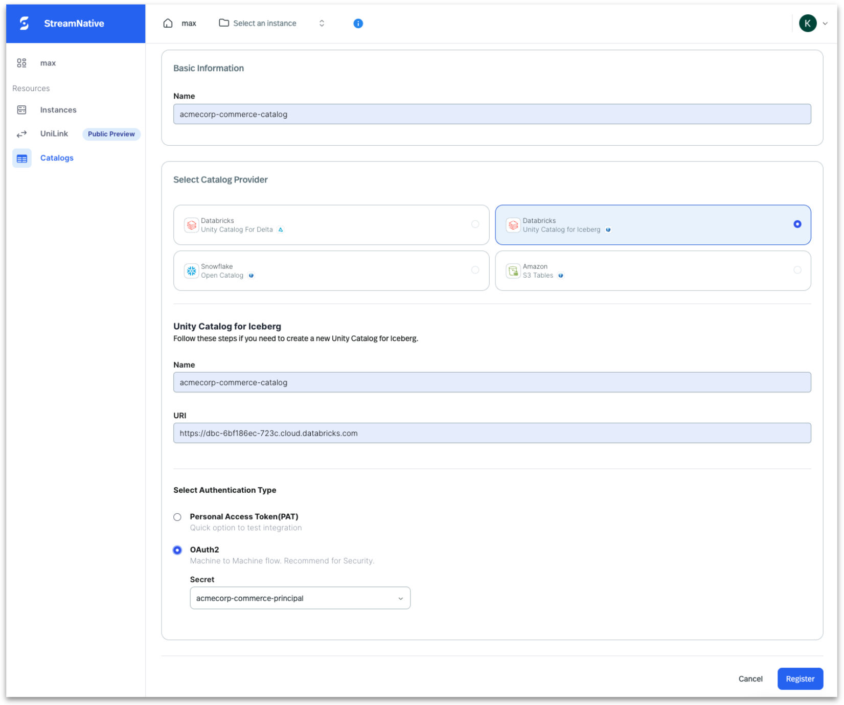 Register Catalog - StreamNative Documentation
