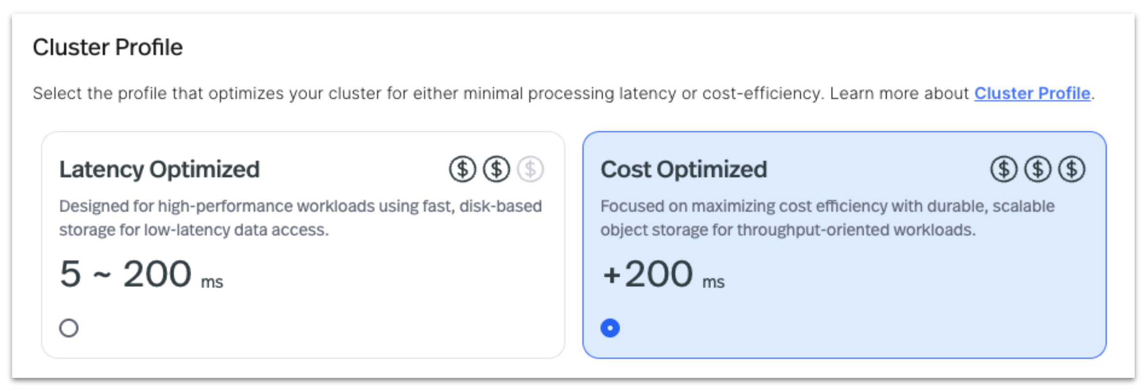 image of Latency Optimized Cluster Profile