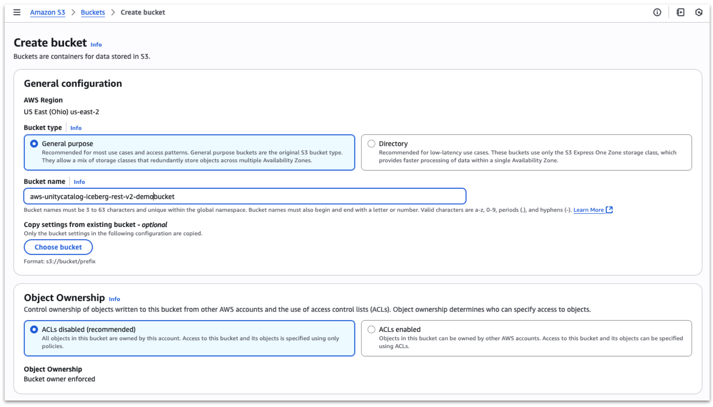 Creat storage bucket databricks