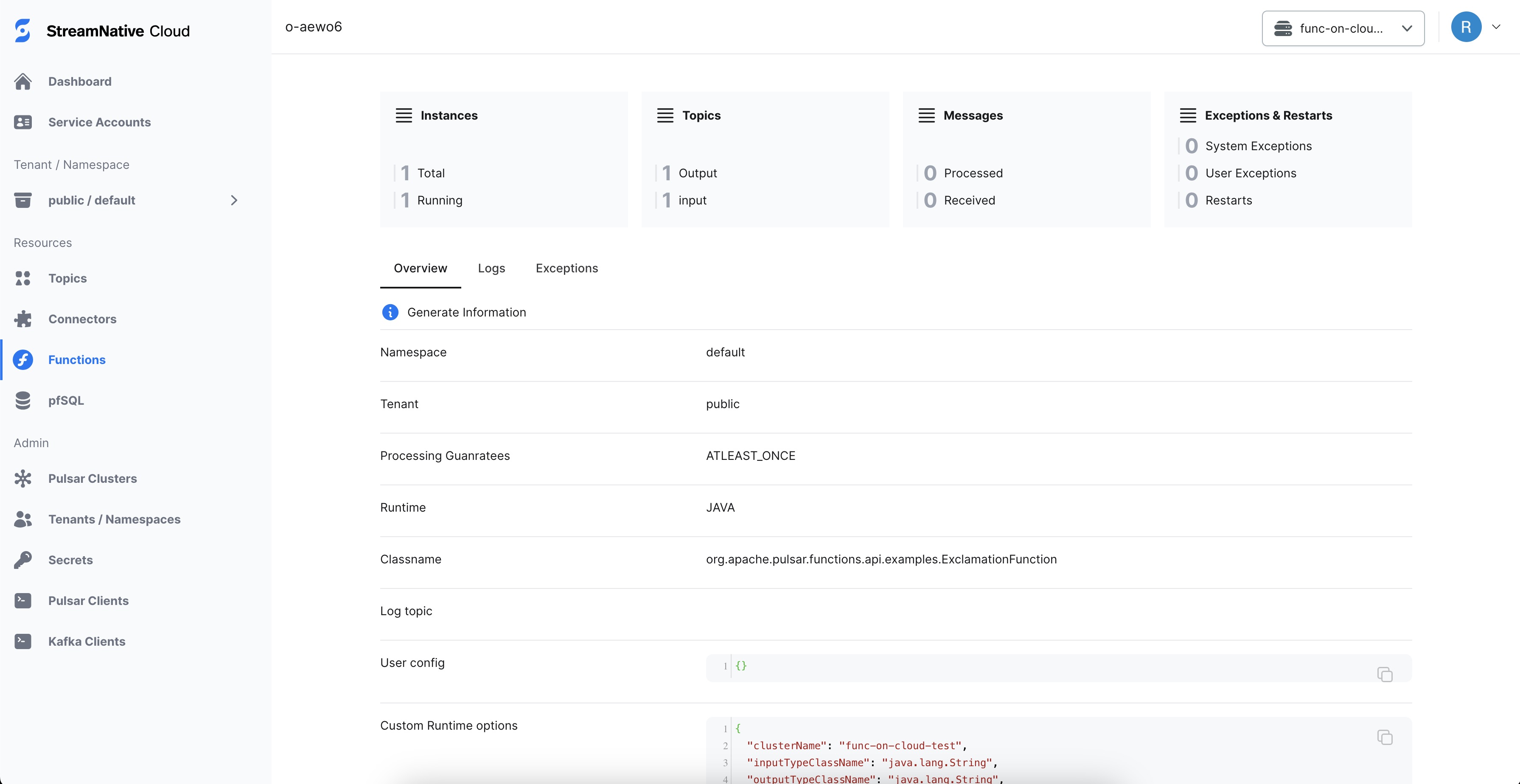 Monitor and Troubleshoot Functions - StreamNative Documentation