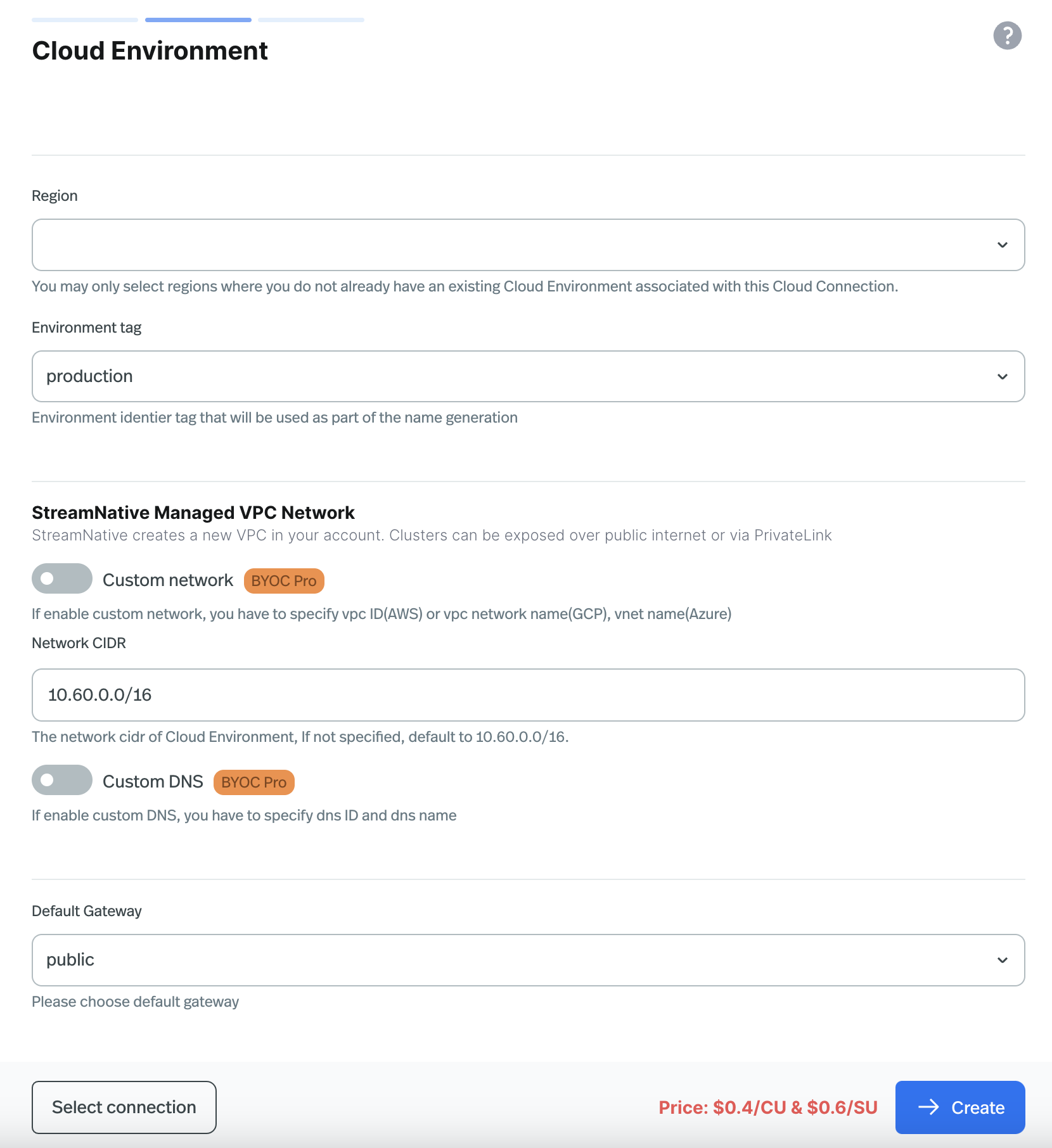 Create CloudEnvironment