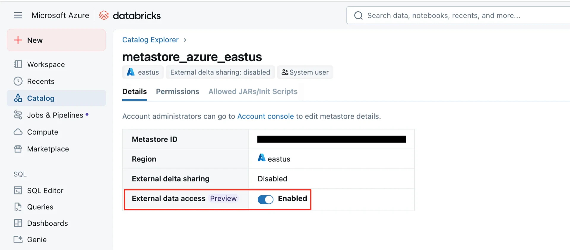 External data access enabled