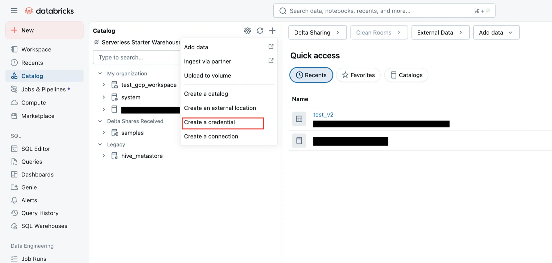 Create credential