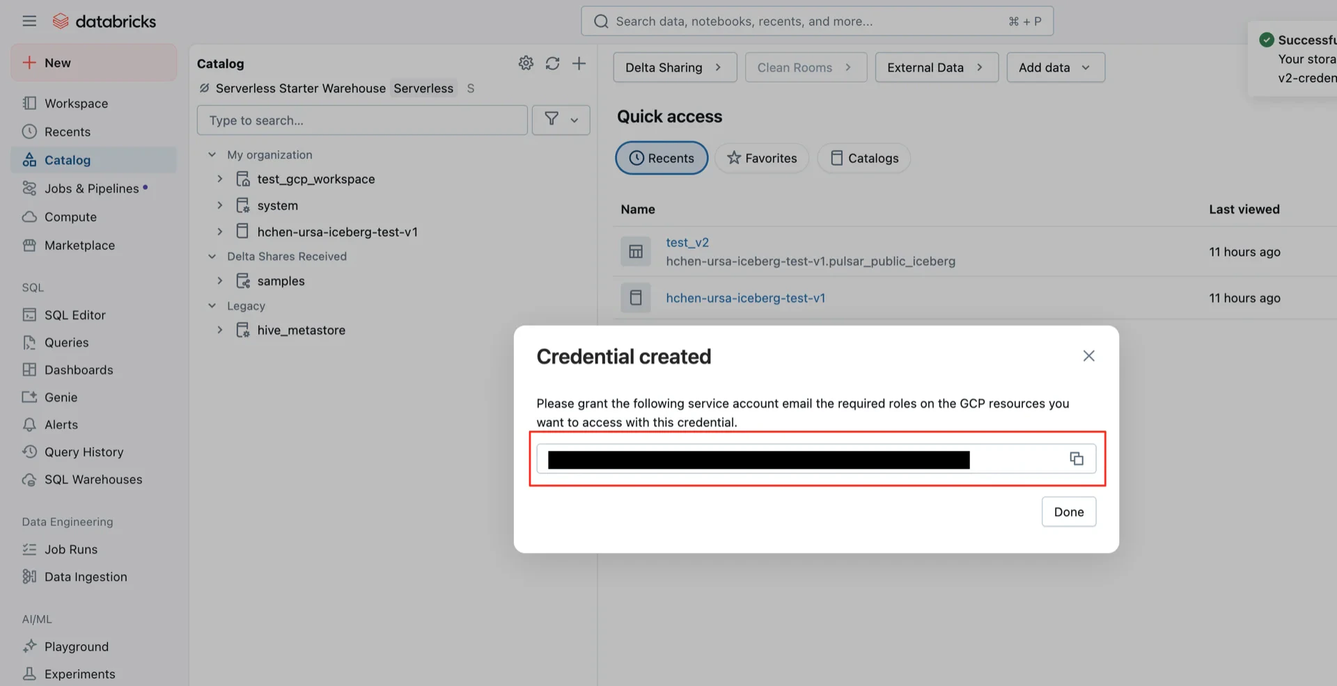 Generated service account