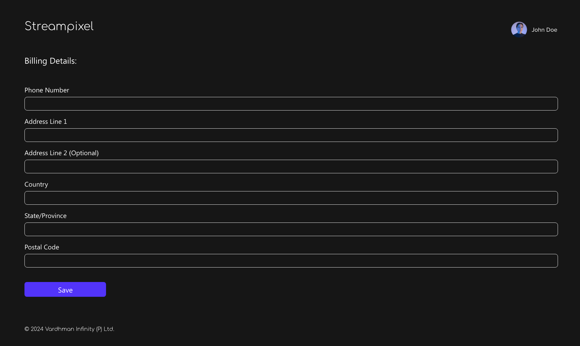 Billing details form