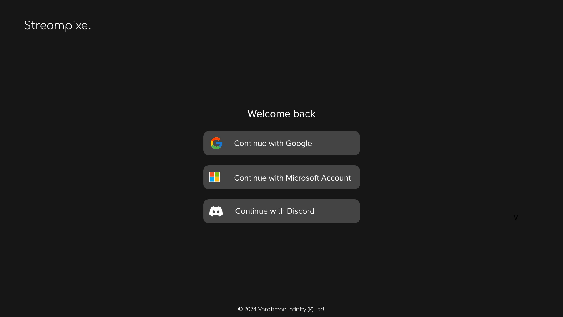 Streampixel login page