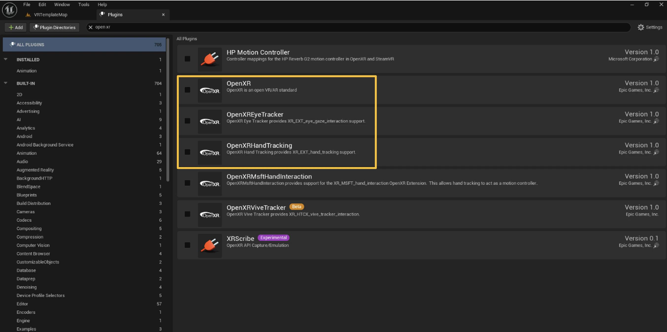 Disabling the OpenXR plugin