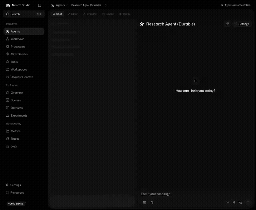 A durable agent reconnecting after a browser refresh