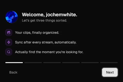 Onboarding setup window