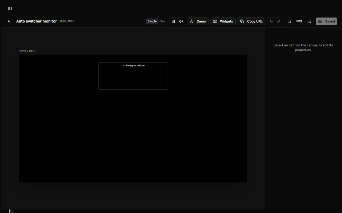 Overlay editor with the auto switcher status widget
