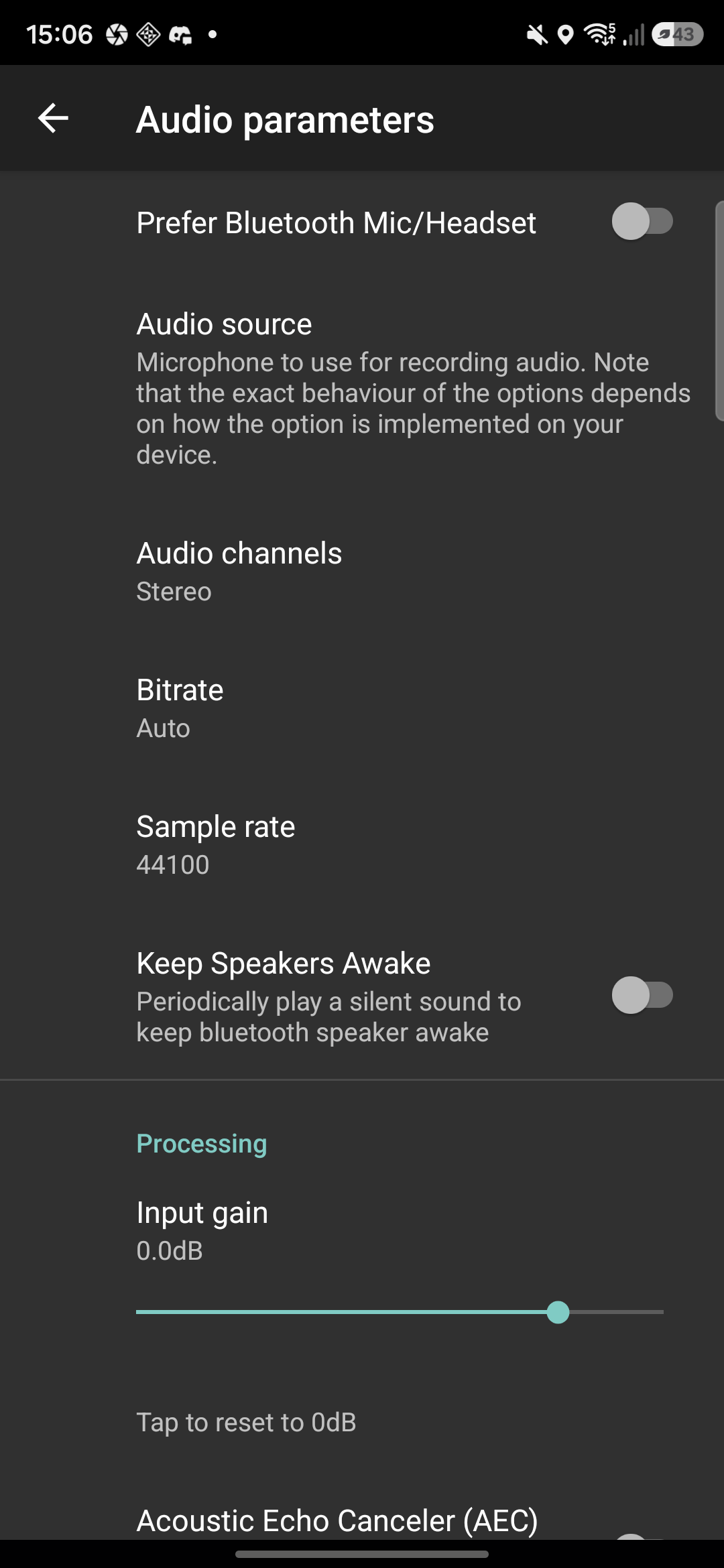 IRL Pro audio settings