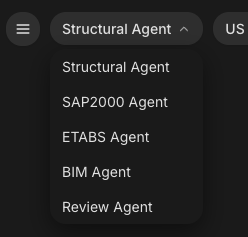The agent dropdown at the top-left, with Structural Agent selected