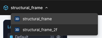 The document dropdown in the Canvas header listing the conversation's documents