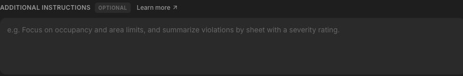 The Additional Instructions field with the Optional badge and an example placeholder