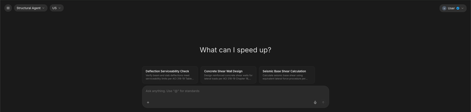 The Stru AI chat with the Structural Agent selected