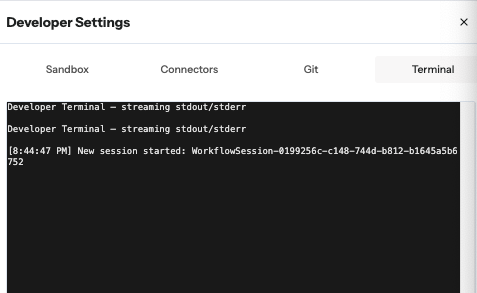 terminal terminal tab in dev tools
