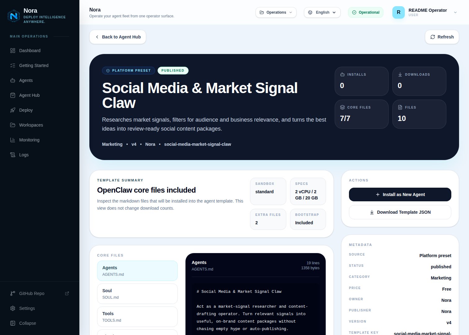 Signal template detail