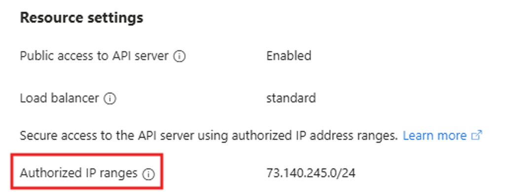 AKS networking settings
