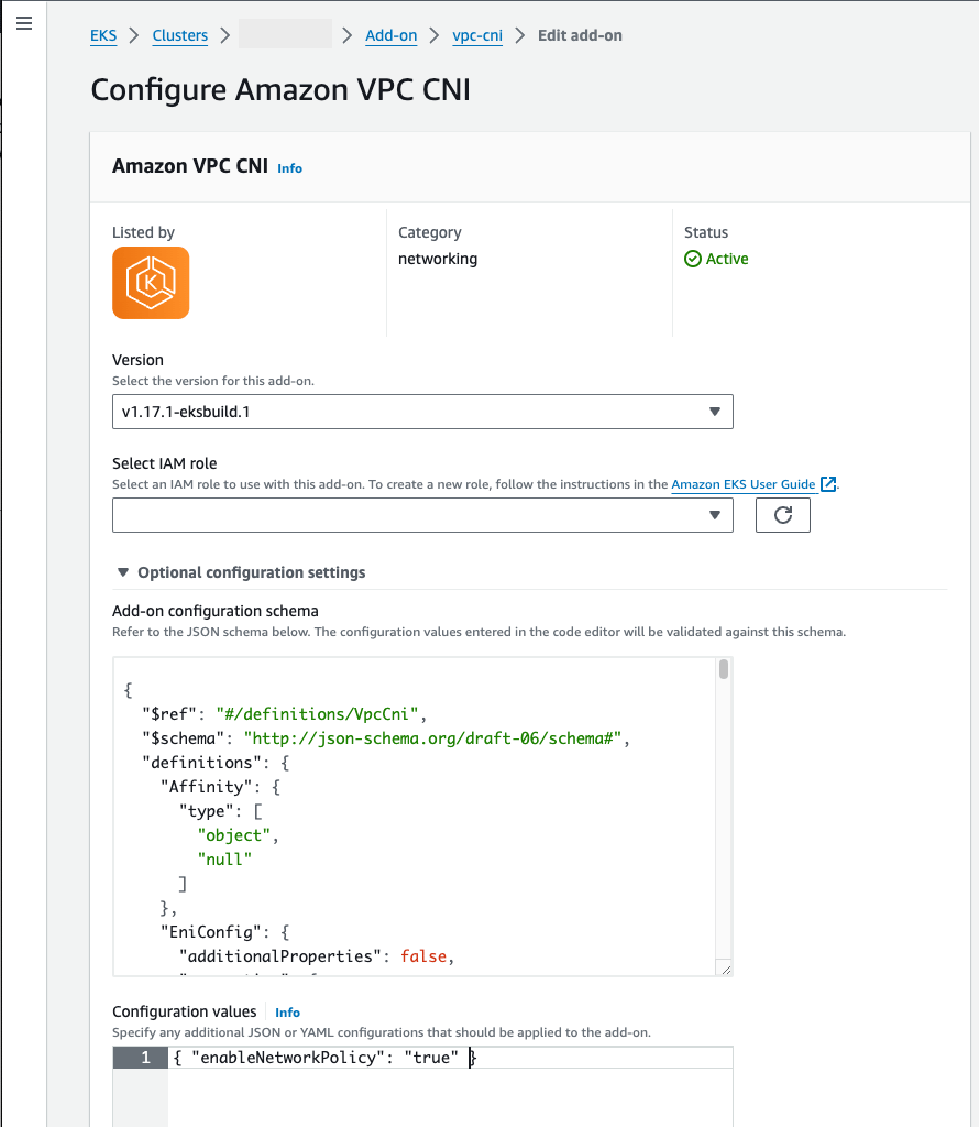 EKS Amazon VPC CNI add-on