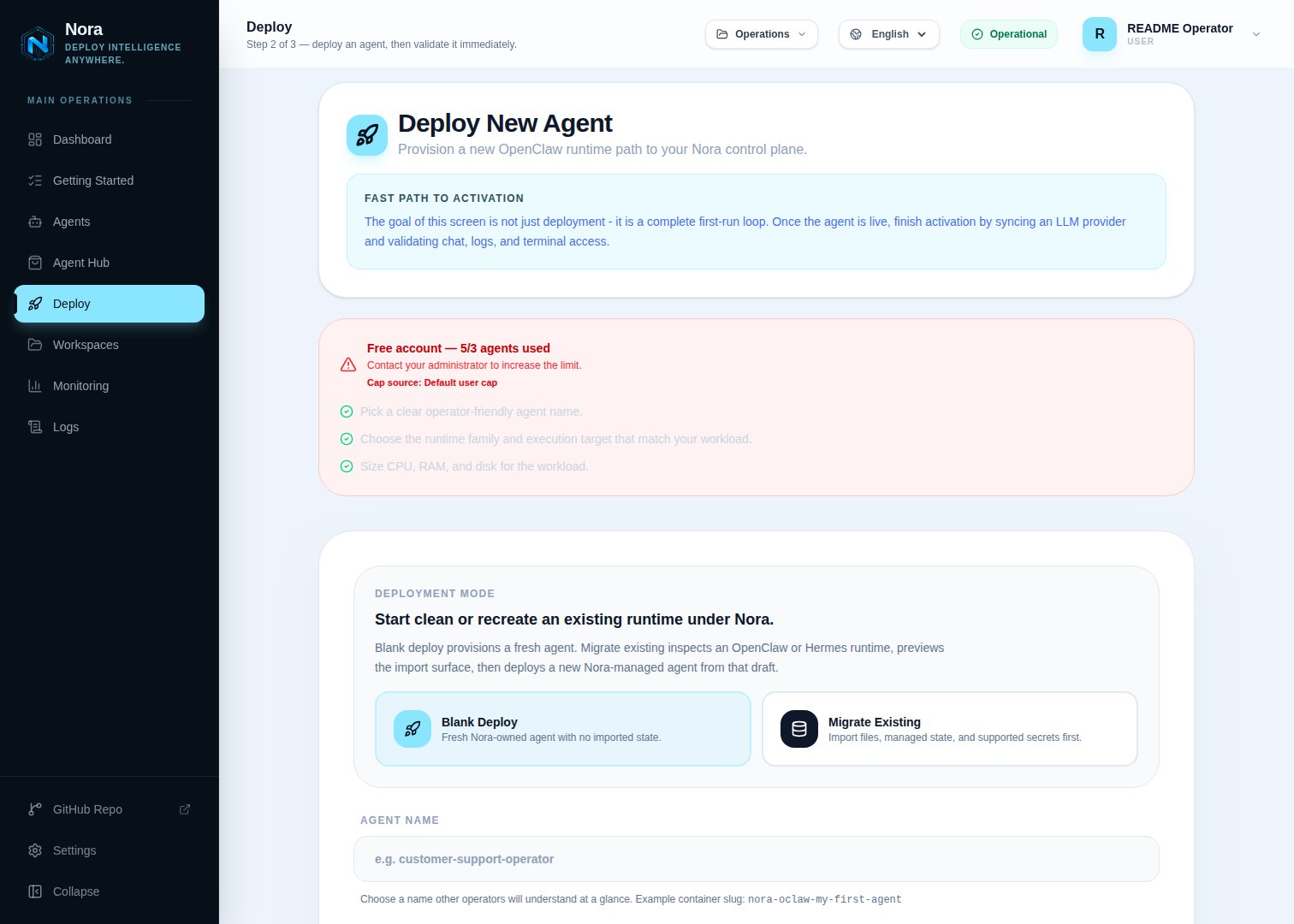 Deploy wizard — Execution Target picker rendering the enabled backends