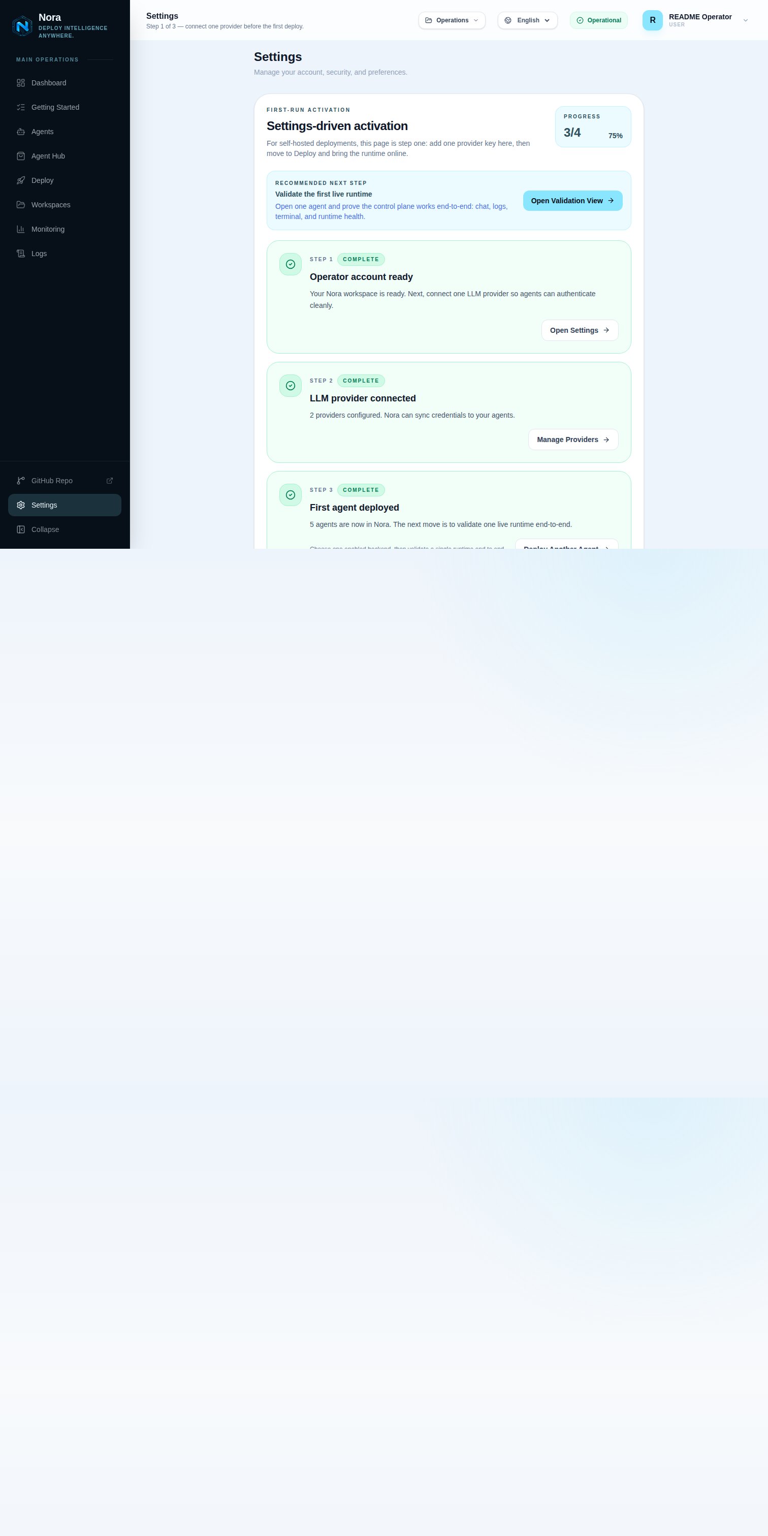 Settings — subscription / platform-mode card at the bottom of the Settings page