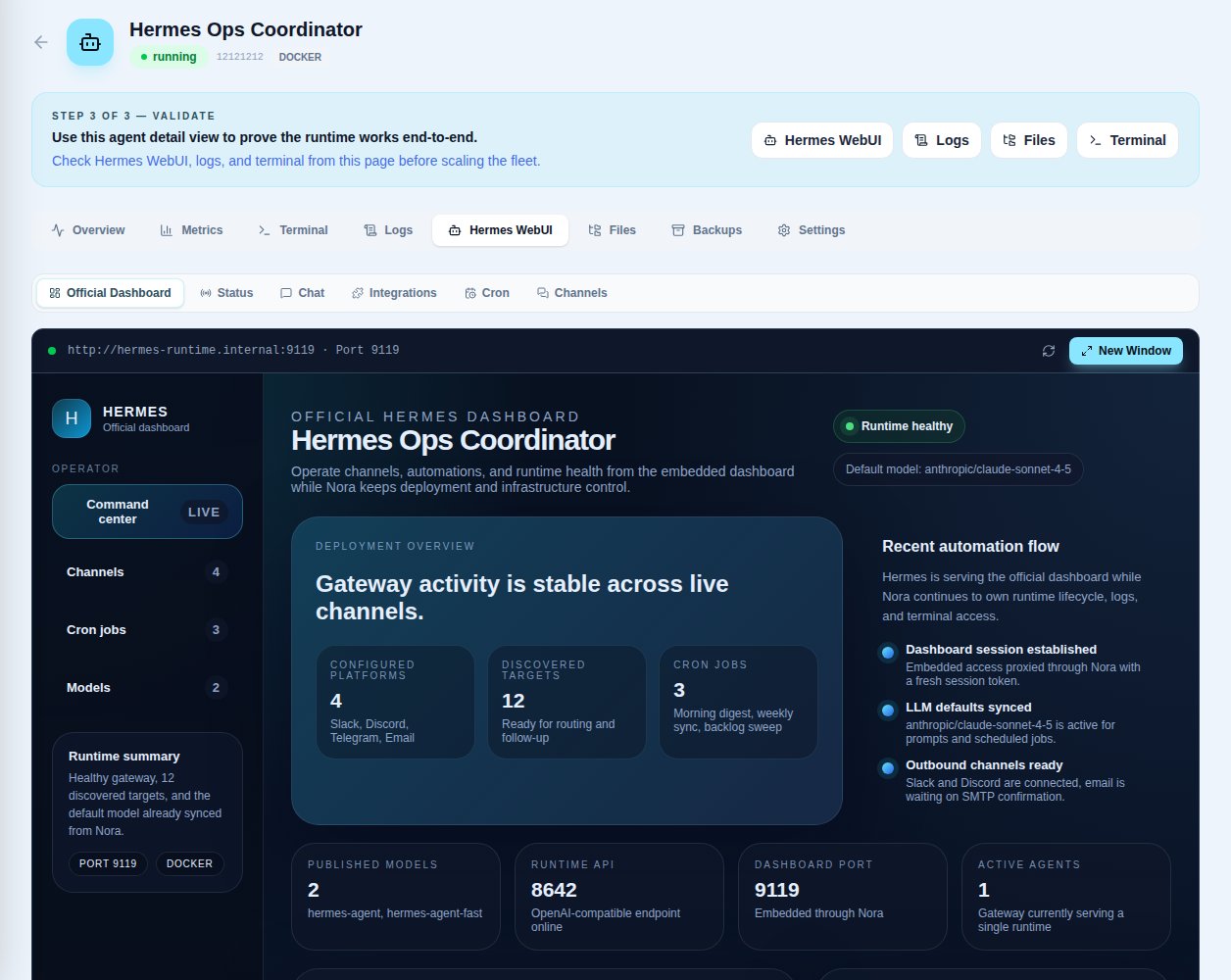 Hermes WebUI tab — embedded Hermes operator dashboard